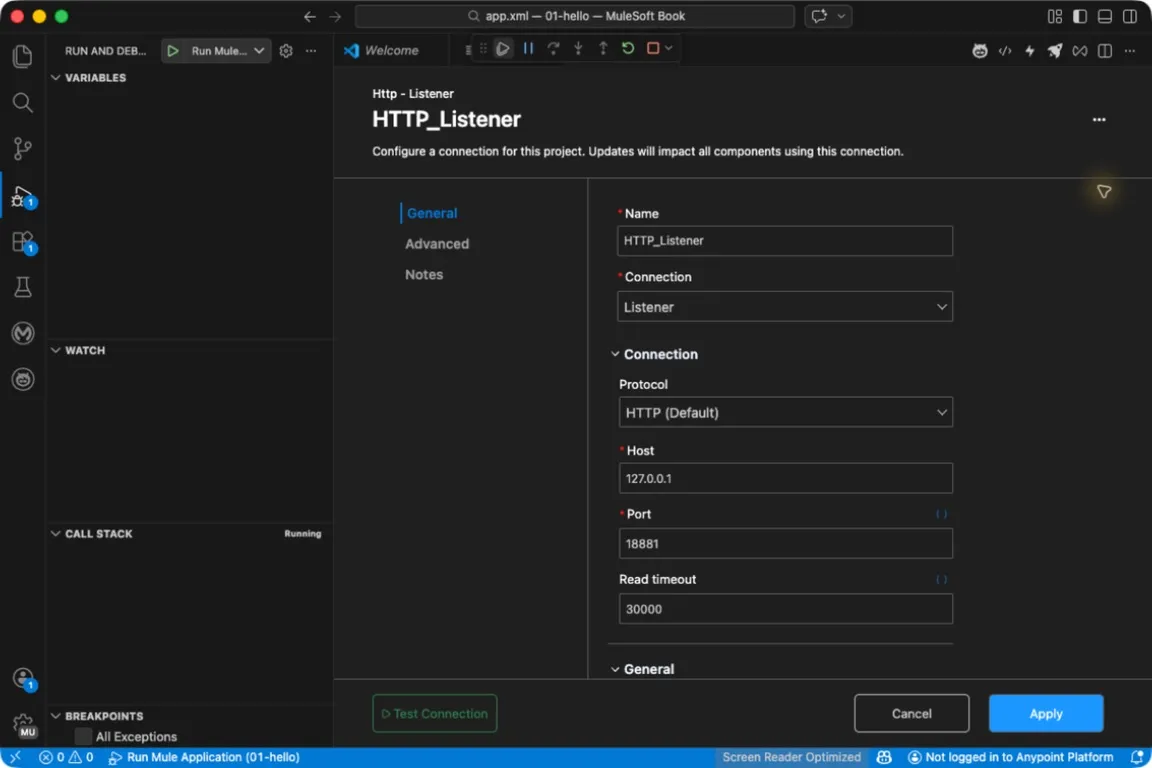 ACB HTTP connection showing host 127.0.0.1 and port 18881.
