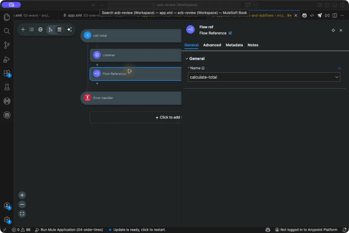 ACB Flow Reference General panel selecting calculate-total.