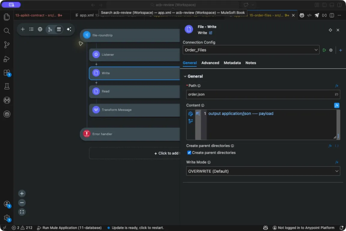 File Write path and JSON Content expression