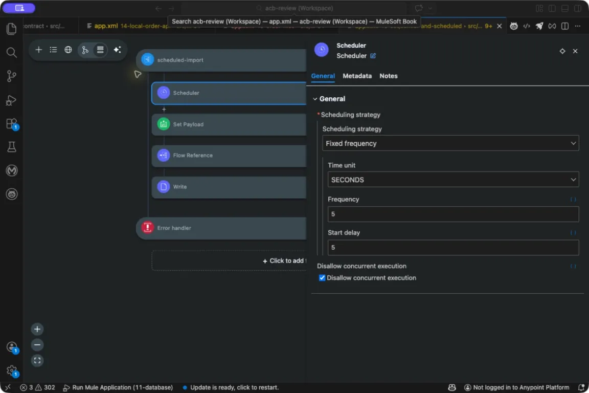 Scheduler fixed frequency, start delay and local concurrency control