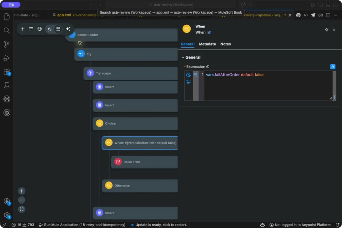 Capstone Choice injects a failure inside the local transaction